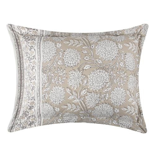 Levtex Home Adare Taupe Reversible King/Cal King Comforter Set (106x94in) with 2 Pillowcases (36x20in) - Floral Bedding - Taupe White - 100% Cotton King Size Comforter Set - Soft, Pre-Washed Levtex Home