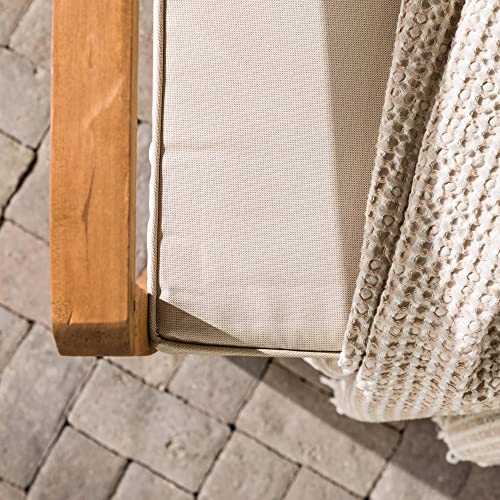 Walker Edison Delray Classic Acacia Wood X Back Patio Chairs with Cushions, Set of 2, Brown Walker Edison