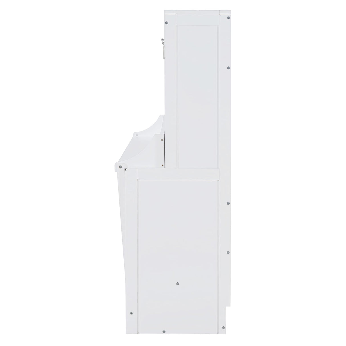 Bekeknlny Queen Size Murphy Bed with Hydraulic Lift & Desk Design, Wood Wall Bed Muti-Functional Designed for Guest Room Home Office (White/H, Queen) Bekeknlny