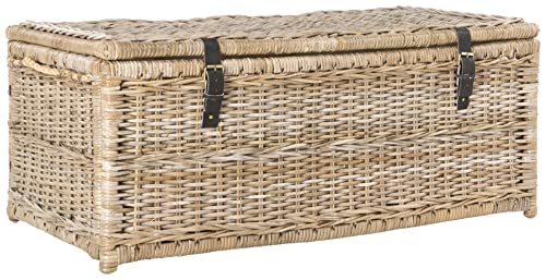 happimess HPM9000C Caden 46" Wicker Storage Trunk, Collapsible for flat storage, Rattan-Kubusoft Gray, Coastal for Office, Dorm Room-LivingRoom, Bedroom, Dining Room, Natural happimess