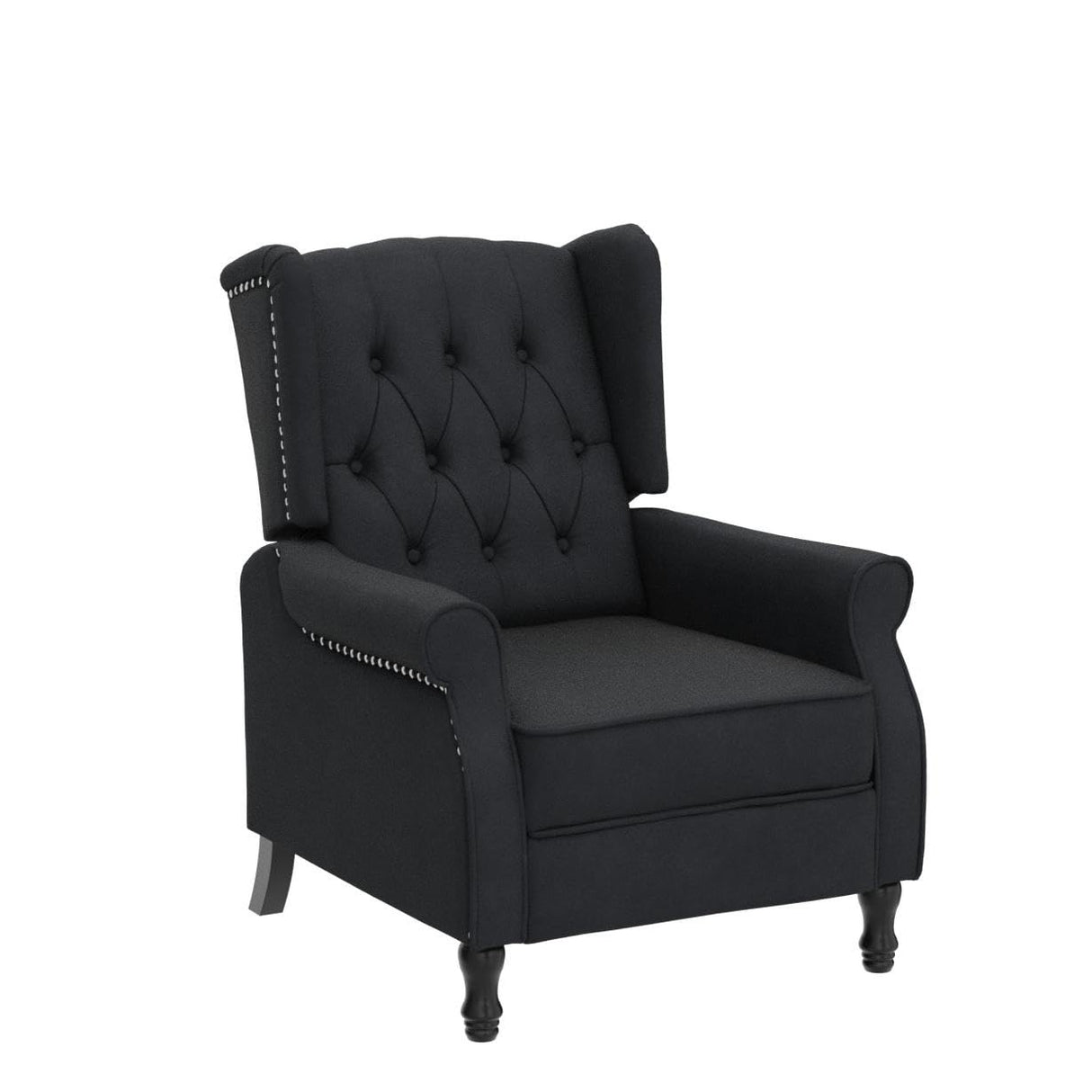 Altrobene Velvet Accent Chair, Push Back Recliner Chair, Wingback Arm Chair for Living Room/Bedroom/Home Theater/Reception Area, Black Altrobene