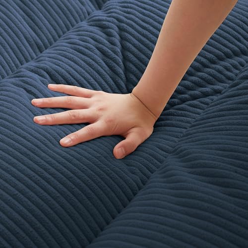 Convertible Futon Sofa Bed, 72" Loveseat Couch with 3-Level Adjustble Backrest, Modern Futon Loveseat Sofa for Living Room Apartment, Blue Soscana