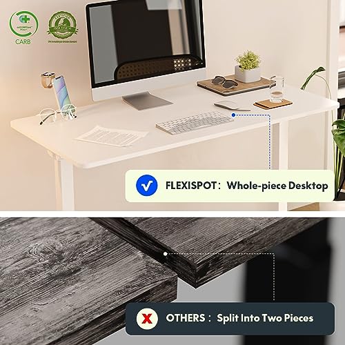 FLEXISPOT EN1 One-Piece Standing Desk 40 x 24 Inches Height Adjustable Desk for Home Office and Computer Workstation (White Frame + White Desktop) FLEXISPOT