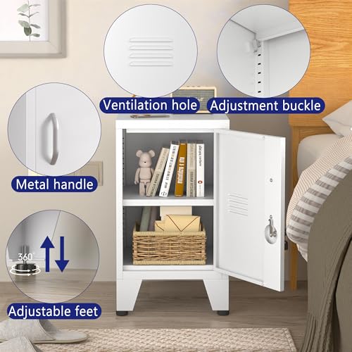PAOFIN 24.4" H Metal Locker Storage Cabinet with 1 Doors, Pantry with Shelves, Storage Cabinet with Adjustable Leveling Foot for Kitchen, Employees, Office, Kids Locker PAOFIN