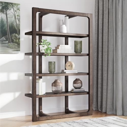 Signature Design by Ashley Breckington Contemporary Wood Framed 76" Bookcase with 4 Shelves, Dark Brown Signature Design by Ashley