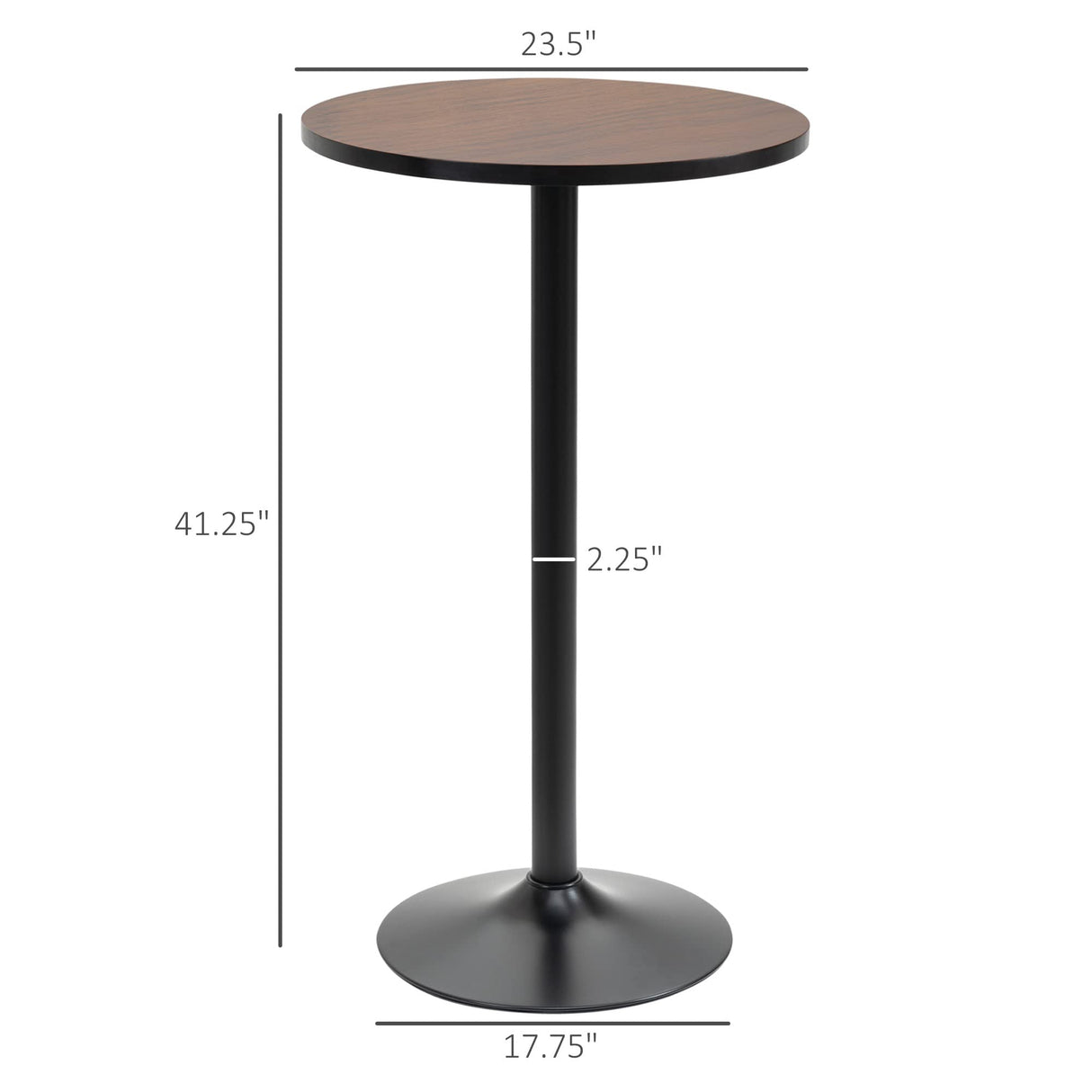 Rustic Industrial 42" Round Bar Table with Weathered Elm Wood Top and Sturdy Metal Base Aosom