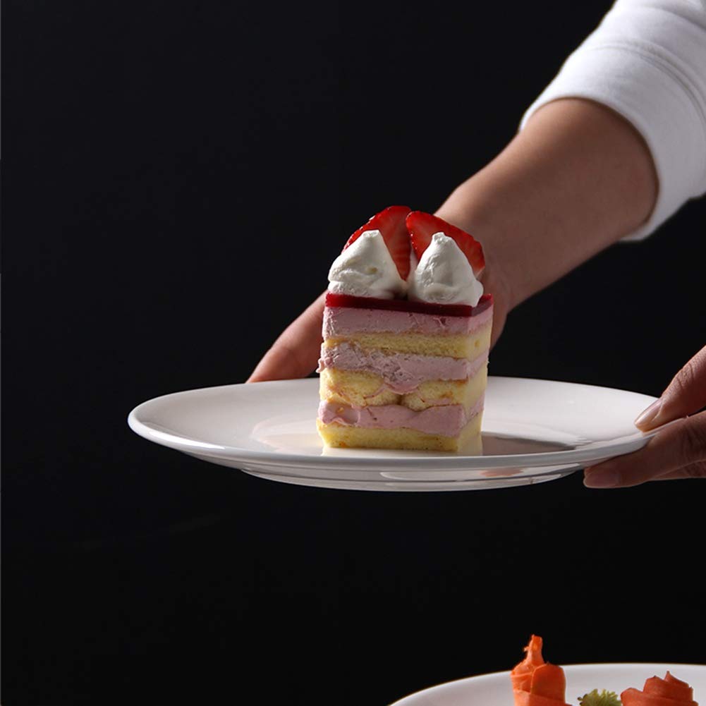 EasyDancing 6pcs Salad Dessert Plate 7.5inch White Porcelain Dinner with Round Flat Design Good for the Gift EasyDancing