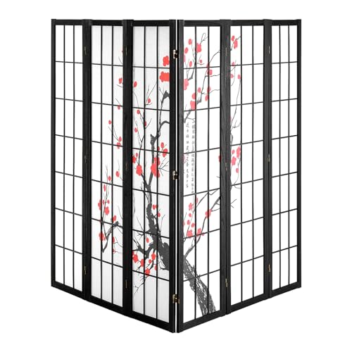 VEVOR Room Divider, 6 Panel Japanese Room Divider Screen, Wood Folding Privacy Screen Indoor, Japanese Partition Portable Decoration Dividers, for Room Separation Home Office Restaurant & Bedroom VEVOR