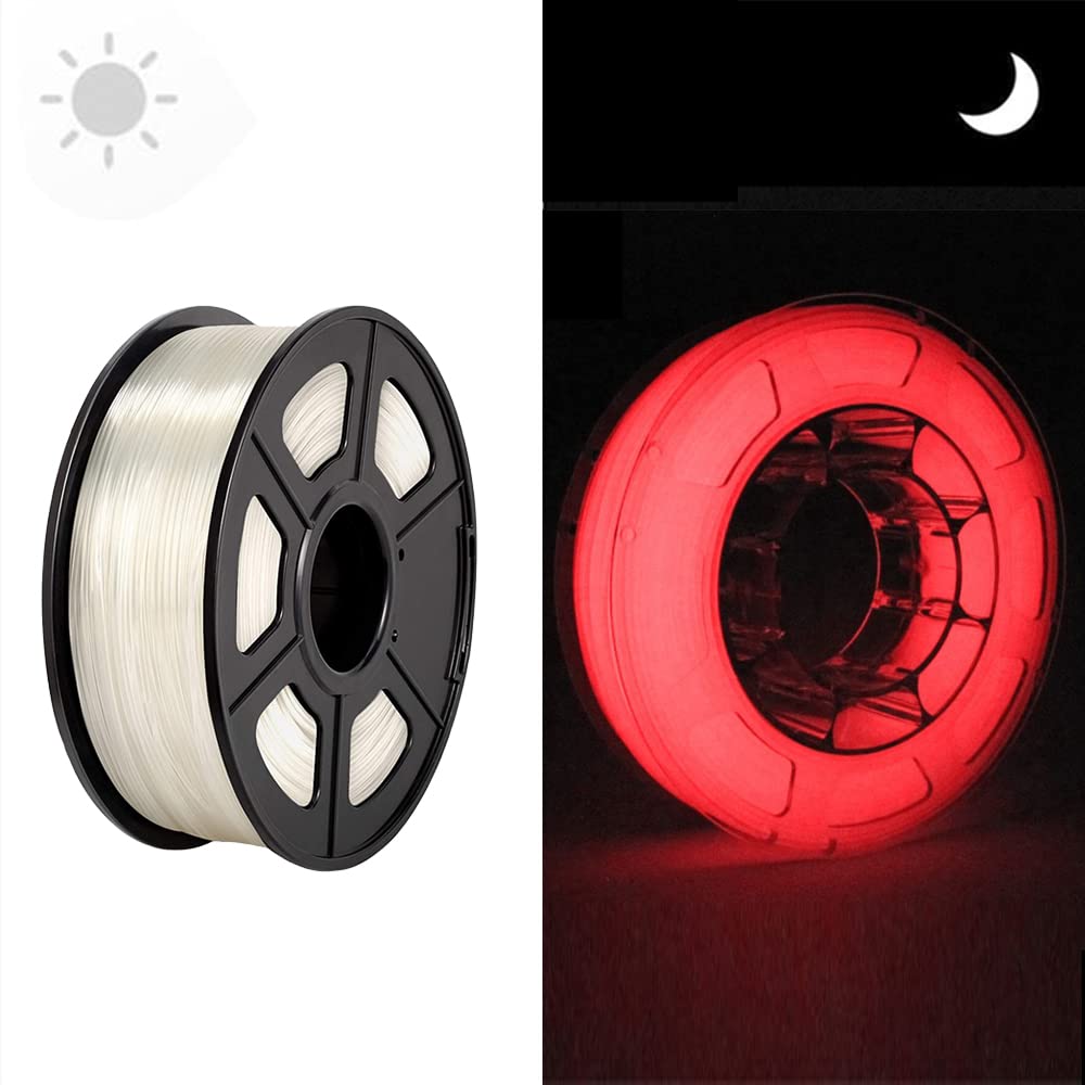 Everyglow 3D Printer Filament, PLA Filament 1.75mm, Glow in The Dark Filament,1KG (2.2 LBS) Spool (Natural Glow Red) Everyglow