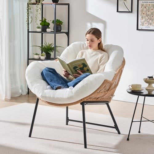 ONBRILL Outdoor Egg Chair, Indoor Lounge Chair for Patio, Bedroom, Living Room, Porch - Beige