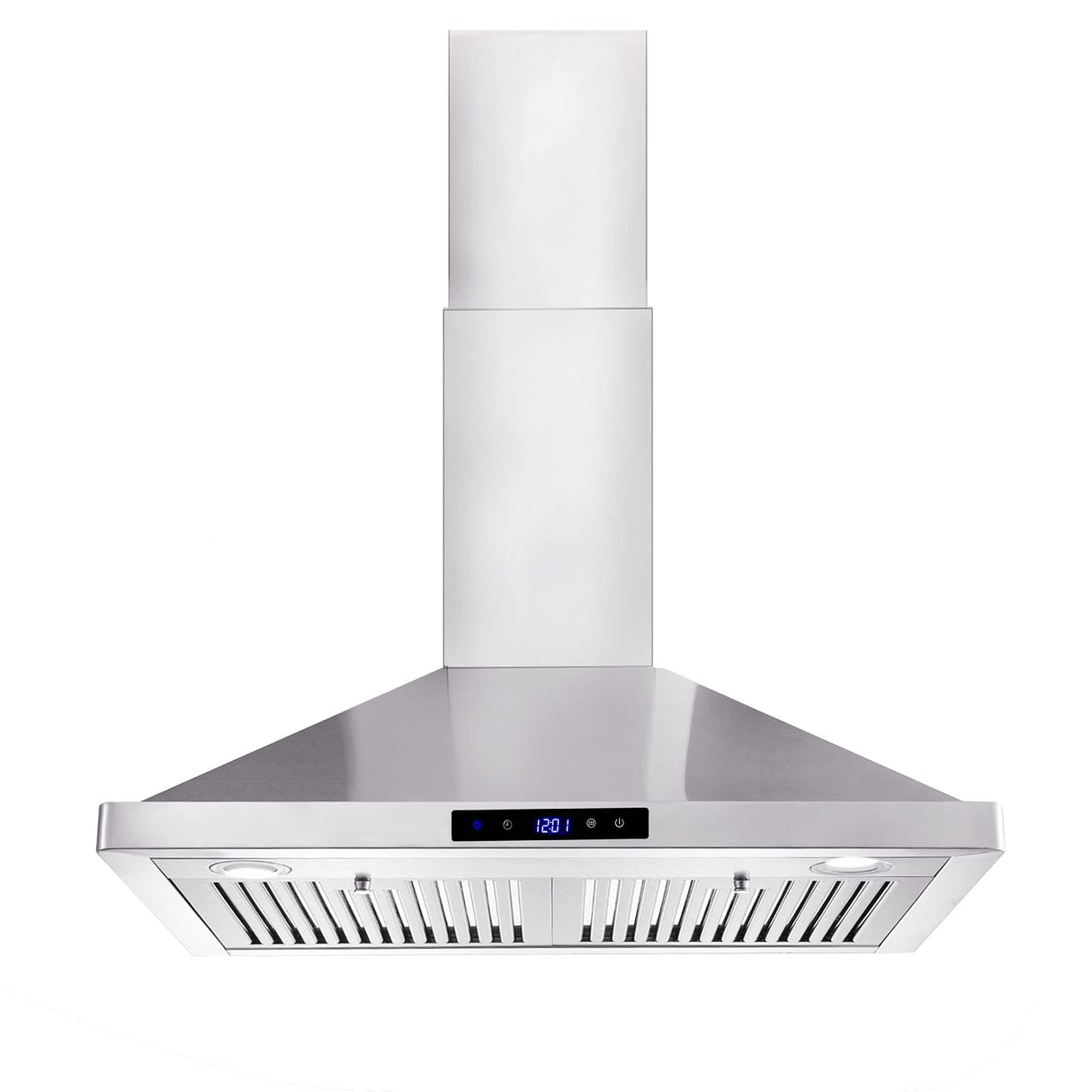 Tieasy Wall Mount Range Hood 30 inch Kitchen Hood 700 CFM with Ducted/Ductless Convertible Duct, Touch Control, Permanent Filters, Stainless Steel, 3 Speed Exhaust Fan, LED Light Tieasy