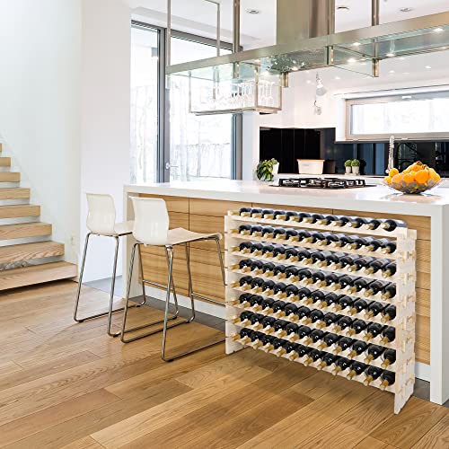 Smartxchoices Stackable Modular Wine Rack 96 Bottle Wooden Wine Storage Rack Freestanding Wine Holder Display Shelves, Wobble-Free, Solid Wood, Smartxchoices