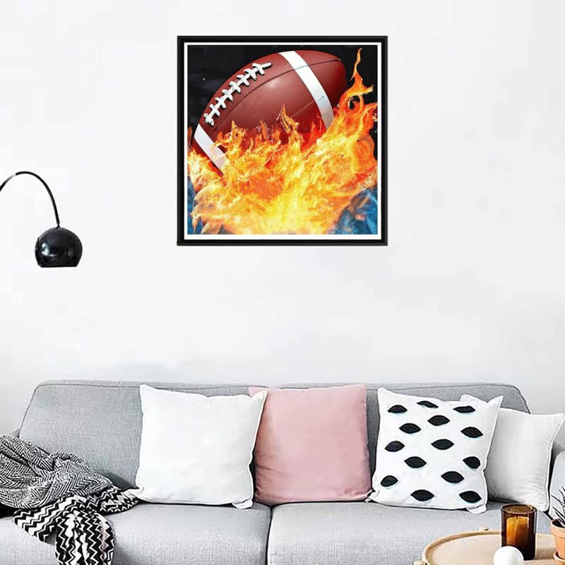Zariocy 5D Diamond Art Kits for Adults Rugby Football, DIY Paint with Diamond Art Round Full Drill Crystal Diamond Paintings Arts Craft for Home Office Wall Decor 12x12 inch Zariocy