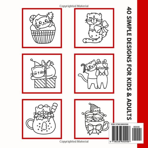 Christmas Cats Bold and Easy Coloring Book: Cute & Cozy Designs for Kids Teens and Adults | Simple Holiday and Winter Season Inspired Colouring Pages ... Relief (Bold & Easy Cat Coloring Books) WoodArtSupply