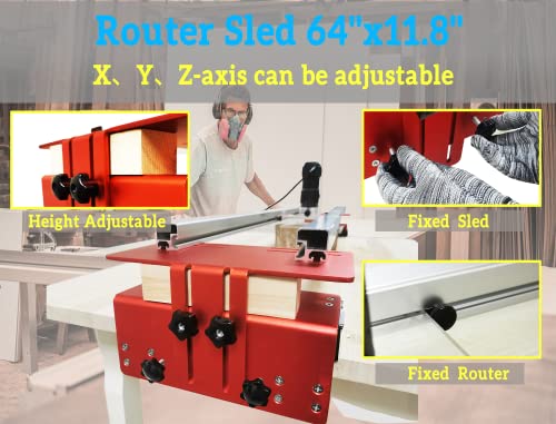 Router Sled,3 Axis Adjustable,Slab Flattening Mill,Slab Jig-Restricted Position,Router Sled for Woodworking BELA DOMO