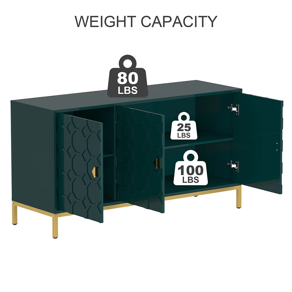 Boyel Living Sideboard Cabinet, Modern Storage Cabinet with 3-Door, Accent Cabinet for Living Room, Hallway, Entryway or Kitchen (Green) Boyel Living