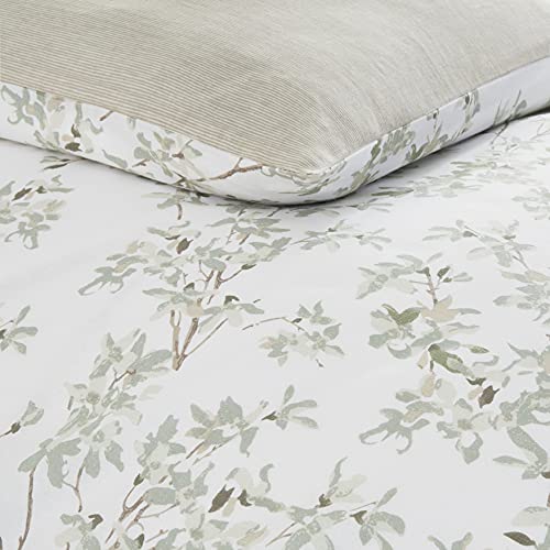 Laura Ashley Home - Queen Duvet Cover Set, Cotton Reversible Bedding with Matching Shams, Medium Weight Bedding for All Seasons (Lindy Green, Queen) Laura Ashley