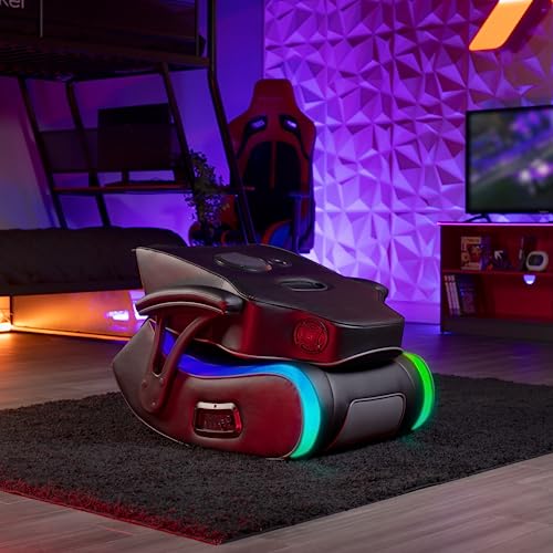 X Rocker G-Force RGB LED Video Gaming Floor Chair with Armrests, Built-In Audio via Wireless Bluetooth, Foldable, Vegan Leather, 250 lbs Max, Black X Rocker