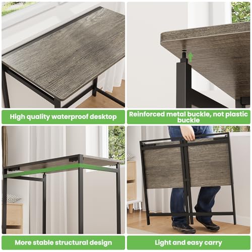 Elephance Folding Desk No Assembly Required 31.5" Small Foldable Computer Desk for Small Spaces, Space Saving Study Writing Office Desk Foldable Table for Home Office Black Oak Elephance