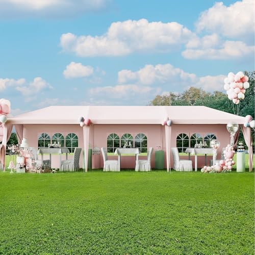 Flamaker Heavy Duty 10'x30' Party Tent – Waterproof Wedding Canopy, Outdoor Event Gazebo with Removable Sidewalls (White) Flamaker
