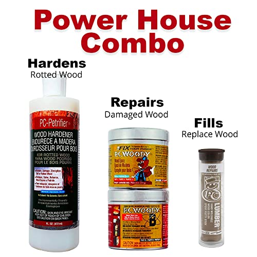 PC Products 84113 Rotted Wood Repair Kit, Water-Based Hardener, Epoxy Paste & Epoxy Putty, 1 oz PC Products