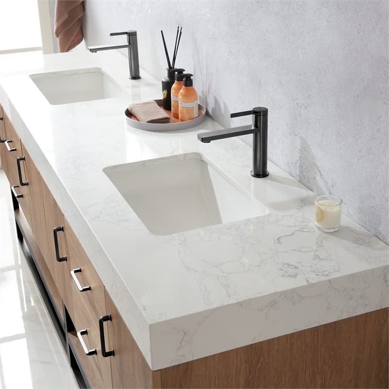 Vinnova Alistair Bathroom Vanity, 84 Inches, North American Oak VINNOVA