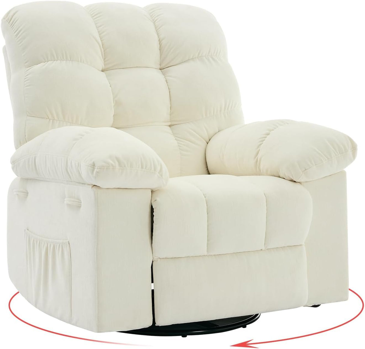 Oversized Swivel Rocker Recliner Chair for Adult,360°Swivel Rock Recliner,Extra Wide Manual Recliners,Chenille Upholstery Overstuffed Soft Rocking Sofa Chair,Beige OUTGOODS