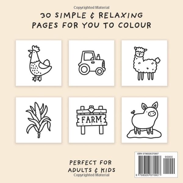 Farm Friends Colouring Book (Simple and Relaxing Bold Designs for Adults & Children) (Simple and Relaxing Colouring Books) Lindesa