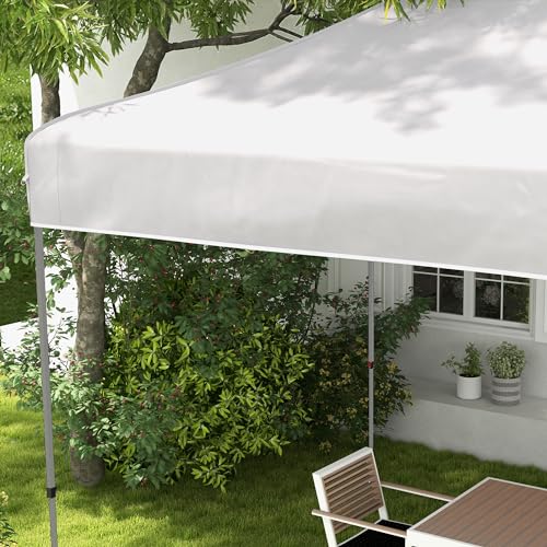 Outsunny 10' x 20' Pop Up Canopy Tent, Instant Sun Shelter with 3-Level Adjustable Height, Easy up Outdoor Tent for Parties with Wheeled Carry Bag for Garden, Patio, White Outsunny