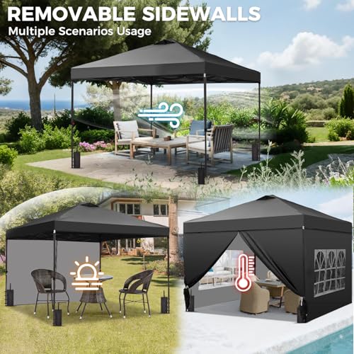 Oneofics 12x12 FT Pop Up Canopy, Instant Canopy Tent with 1-Button Push, 4 Removable Sidewalls, Sandbags, Wheeled Bag for Outdoor Activities & Events Oneofics