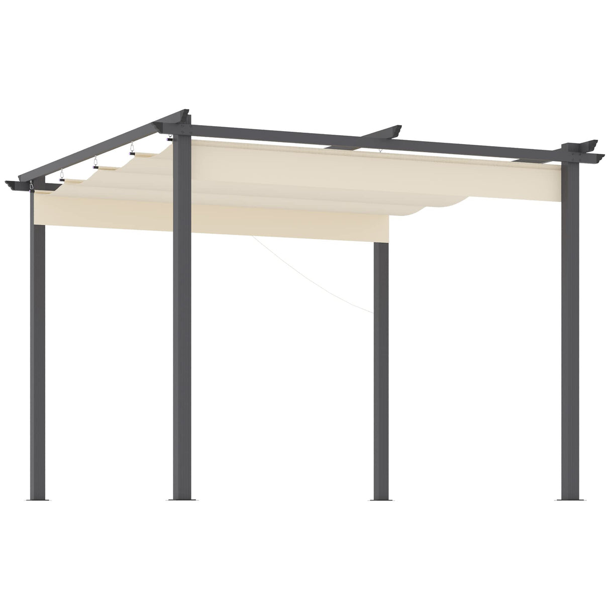 Outsunny 10' x 10' Retractable Pergola Canopy, Patio Gazebo, Sun Shelter with Aluminum Frame for Outdoors, Cream White Outsunny