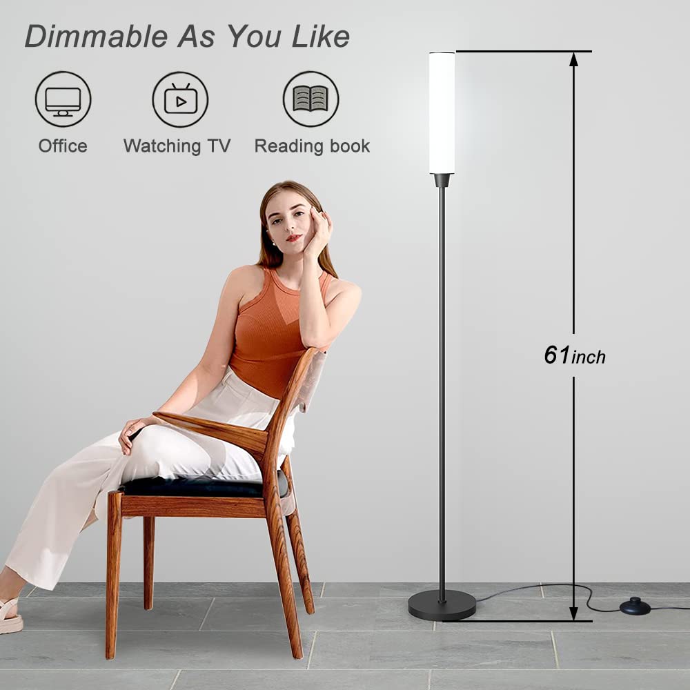 Nukanu Floor Lamp with Remote Control,Bright Floor Lamps for Living Room/Bedroom/Office, Stepless Adjustable 3000K-6000K Colors and 10-100% Brightness,Standing Light with Foot Switch (Black) Nukanu