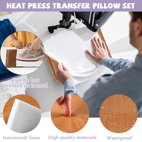QUKLOGEN Heat Press Pillow Bundle Tools Kit Include 4 Heat Pressing Transfer Pillow Mat 3 Pack Teflon Sheet for Heat Press 2 Rolls Heat Resistant Tape 12 Different Size T Shirt Guide Ruler QUKLOGEN