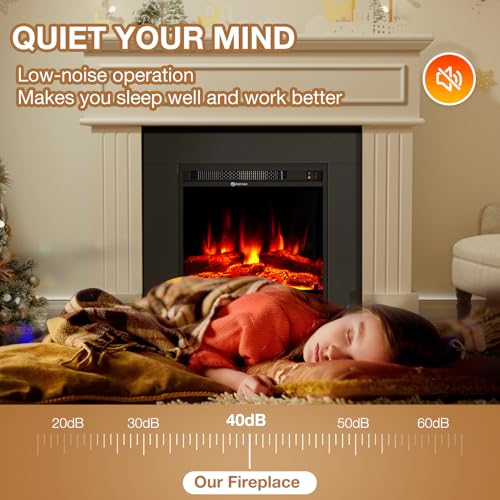 oneinmil Electric Fireplace with Mantel, Fireplace TV Stand with 18’’ Electric Fireplace Heater, 3D Realistic Flame, Freestanding Fireplace for Living Room, Bedroom, White oneinmil