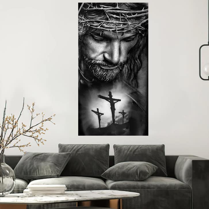 BOHADIY Jesus Diamond Painting by Numbers Big Large Size 16 x31 Inch 5D Full Diamond Painting Kits Religious Jesus Round Shape Diamond Dot Painting Kit Arts Crafts Home Fall Decor Easter Gift BOHADIY