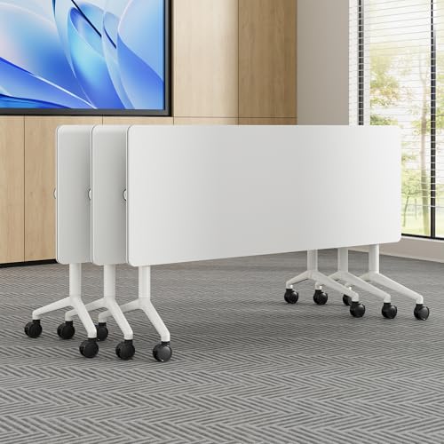 Okeysen Conference Room Table 1 Pack, Modern Folding Training Tables with Flip Top, Mobile Table with Four Locking Wheels, Executive Desk for Meeting Room, Office, Classroom 59.06”x23.62”x29.53” Okeysen