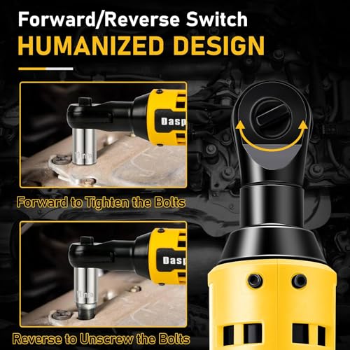 Daspom Cordless Ratchet Wrench 3/8", Electric Ratchet Wrench for DEWALT 20V MAX Battery, 45Ft-Lbs 320RPM with Variable Speed, 3/8" to 1/4" Sealed Head Ratchet, Bare Tool Only Daspom