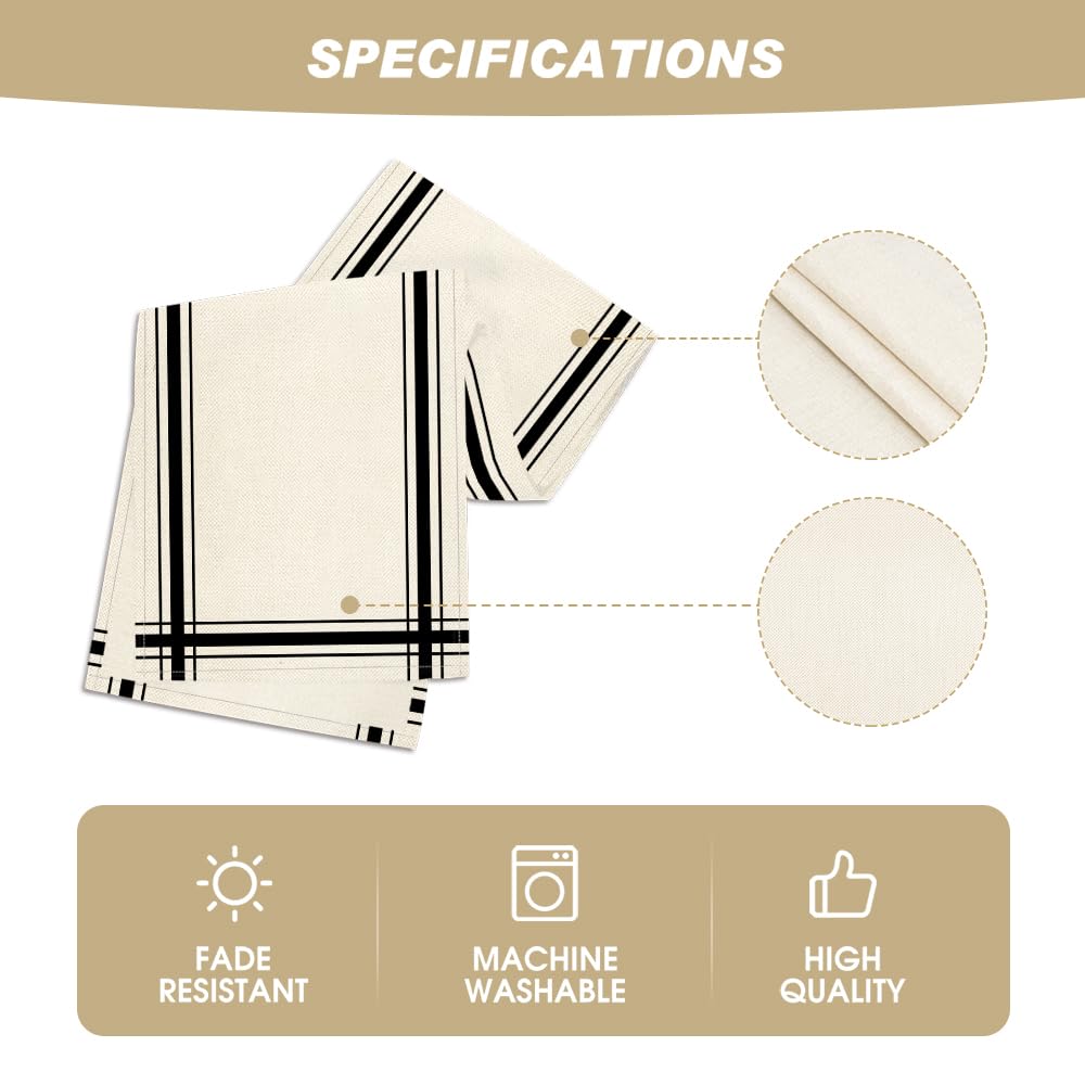 Artoid Mode Black Simple French Stripe Table Runner, Seasonal Spring Summer Kitchen Dining Table Decoration for Home Party Decor 13x72 Inch Artoid Mode