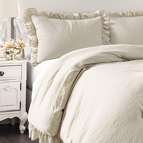 Lush Decor Reyna Ruffle Comforter Set, Full/Queen, Wheat, 3 Piece Cozy Bedding Set Lush Decor