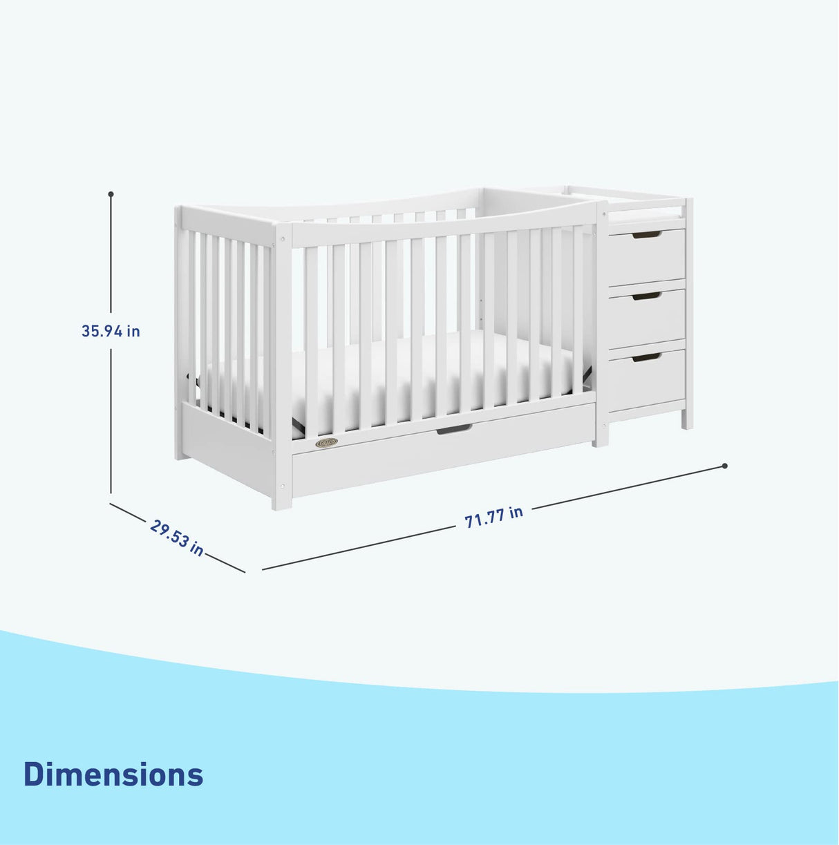 Graco Remi 4-In-1 Convertible Crib & Changer With Drawer (White) – GREENGUARD Gold Certified, Crib And Changing-Table Combo, Includes Changing Pad, Converts To Toddler Bed, Full-Size Bed Graco