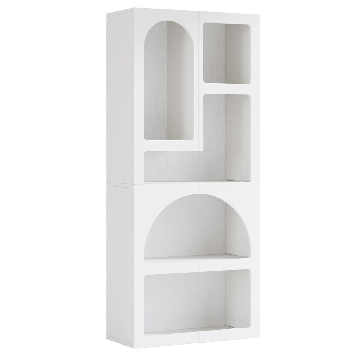 Tribesigns 70.87" Tall Geometric Bookshelf, White Arched Bookcase with 5 Irregular Storage Shelves, Modern Open Art Decor Display Shelf Free-Standing for Living Room, Bedroom, Closet Tribesigns