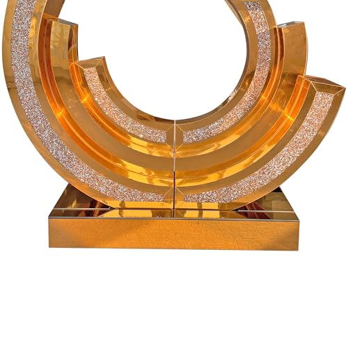 Goujxcy Brown Mirrored Console Table Luxury Entryway Table with Crystal Diamond Base, Sparkling Glass Accent Sofa Table for Entryway/Foryer/Corridor/Living Room (42.9" L x 11.8" W x 31.5''H) Goujxcy