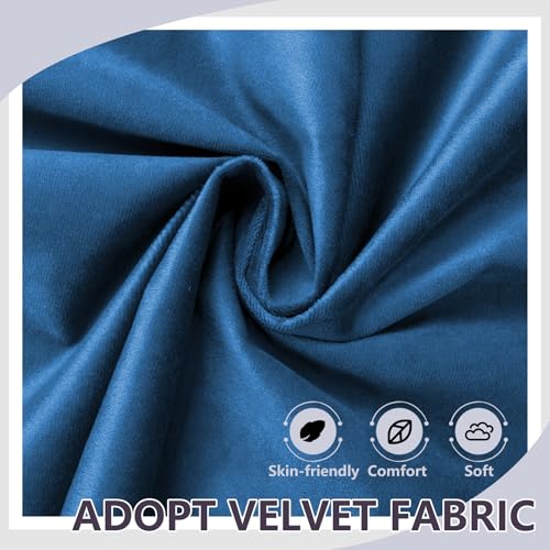 Thctvous 3 in 1 Pull Out Couch Bed, Convertible Futon Sofa Bed, Velvet Sleeper Loveseat for Small Living Room, Adjustable Backrest, Comfy Pillows, Side Pocket (Blue) Thctvous