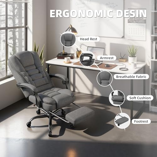 Office Chair, Big and Tall Ergonomic Gaming Chair for Adults, Comfy Reclining Computer Chair with Footrest, Adjustable Swivel Desk Chair, Executive Gamer Chair, Comfortable Silla Gamer for Home & Game SITMOD