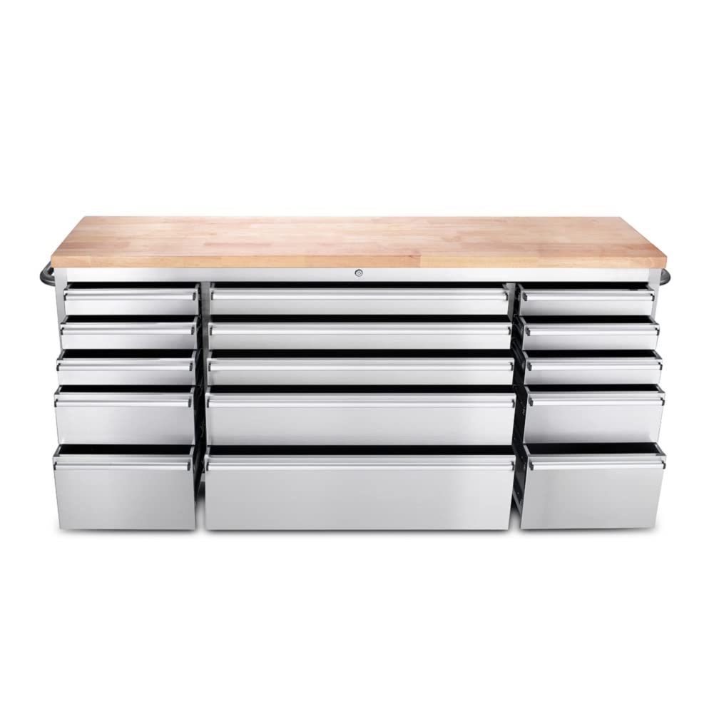 CT Copper Tailor 72-inch Tool Chest with 15 Drawers and Wheels, Mobile Garage Workbench Storage Tool Cabinet, Large Rolling Tool Box with Wood Top CT Copper Tailor