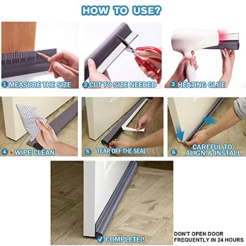 MAXTID Under Door Draft Stopper 36 inches Grey Door Draft Blocker Exterior Door Seal Strips Weatherstripping Doors Sweep Guard MAXTID