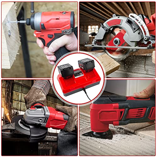 Dual Battery Charger Replace for M18 Milwaukee 6A Rapid Lithium Charger to Charge 14.4V-18V XC Lithium-ion Battery 48-59-1890 48-59-1812 48-11-1850 48-11-1820 48-11-1835 48-59-1802 Fancy Buying