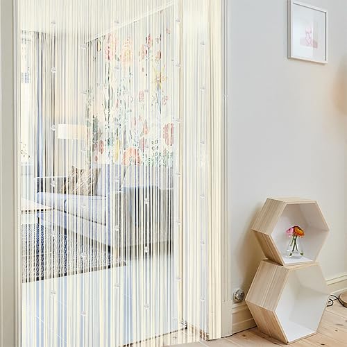 Beaded String Curtains for Doorways Boho Bedroom Decor Hanging Door Wall Beads Closet Window Curtain Room Divider Privacy Decorative (Champagne, 39" W x 79" L) JINYONGXIN