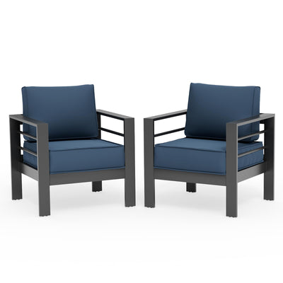 UDPATIO Aluminum Patio Chairs Outdoor Patio Furniture, 2 Pieces Aluminum Outdoor Couch Armchair with 5" Thick Cushion and Waterproof Cover