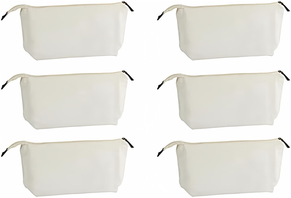 Juvale 6 Pack Canvas Makeup Bags with Zipper for Cosmetics, Toiletries, DIY Crafts (White, 11.75 x 5.5) Juvale